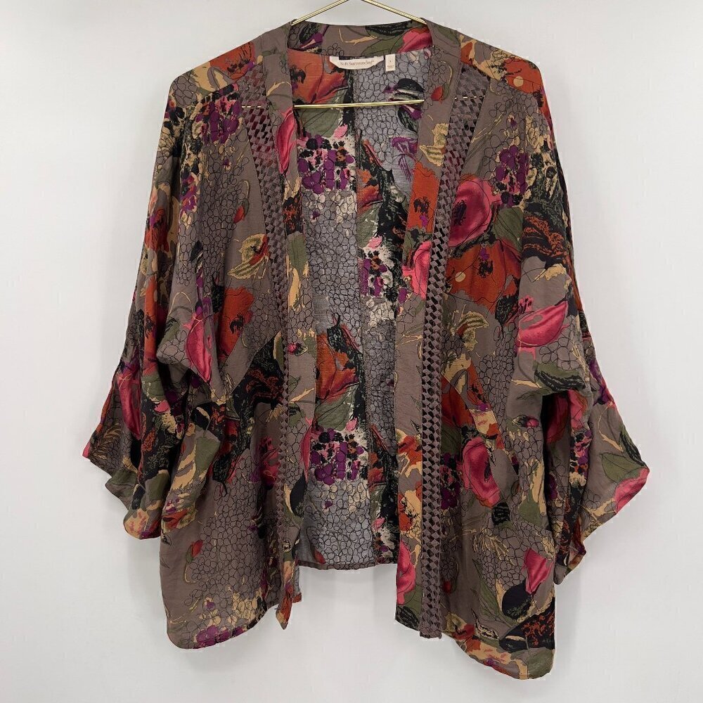 Soft Surroundings Women's Garden Floral Kimono/Cardigan Size L